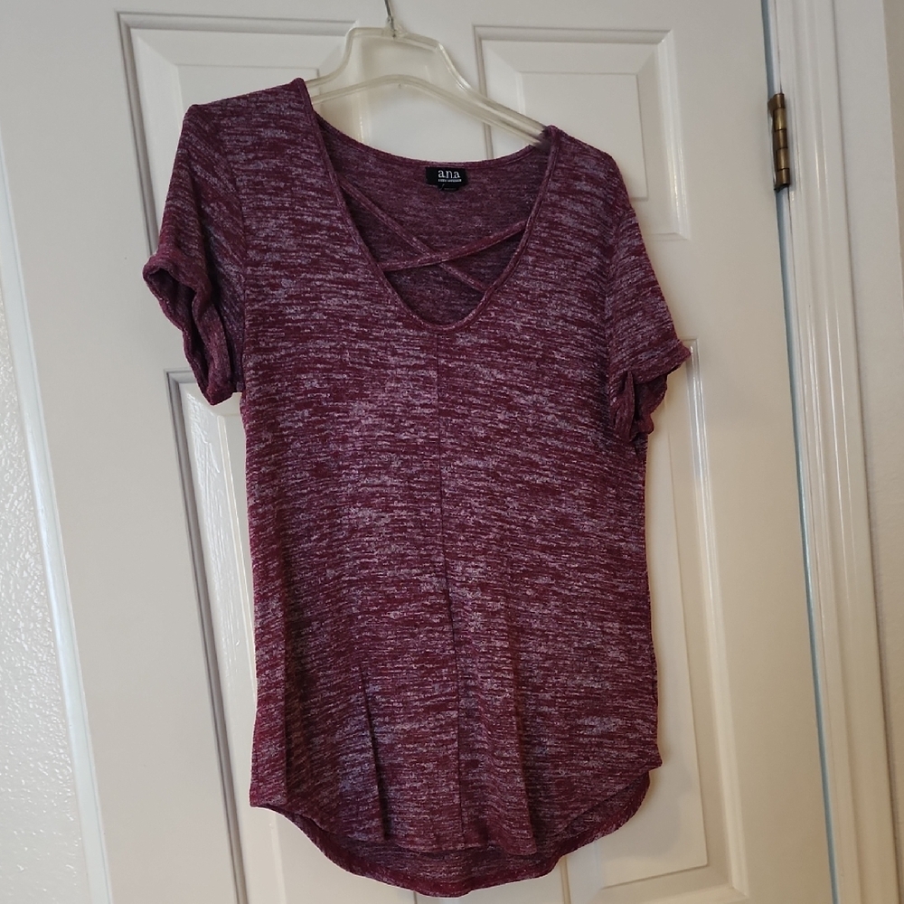 a.n.a Burgundy Short Sleeve Tee